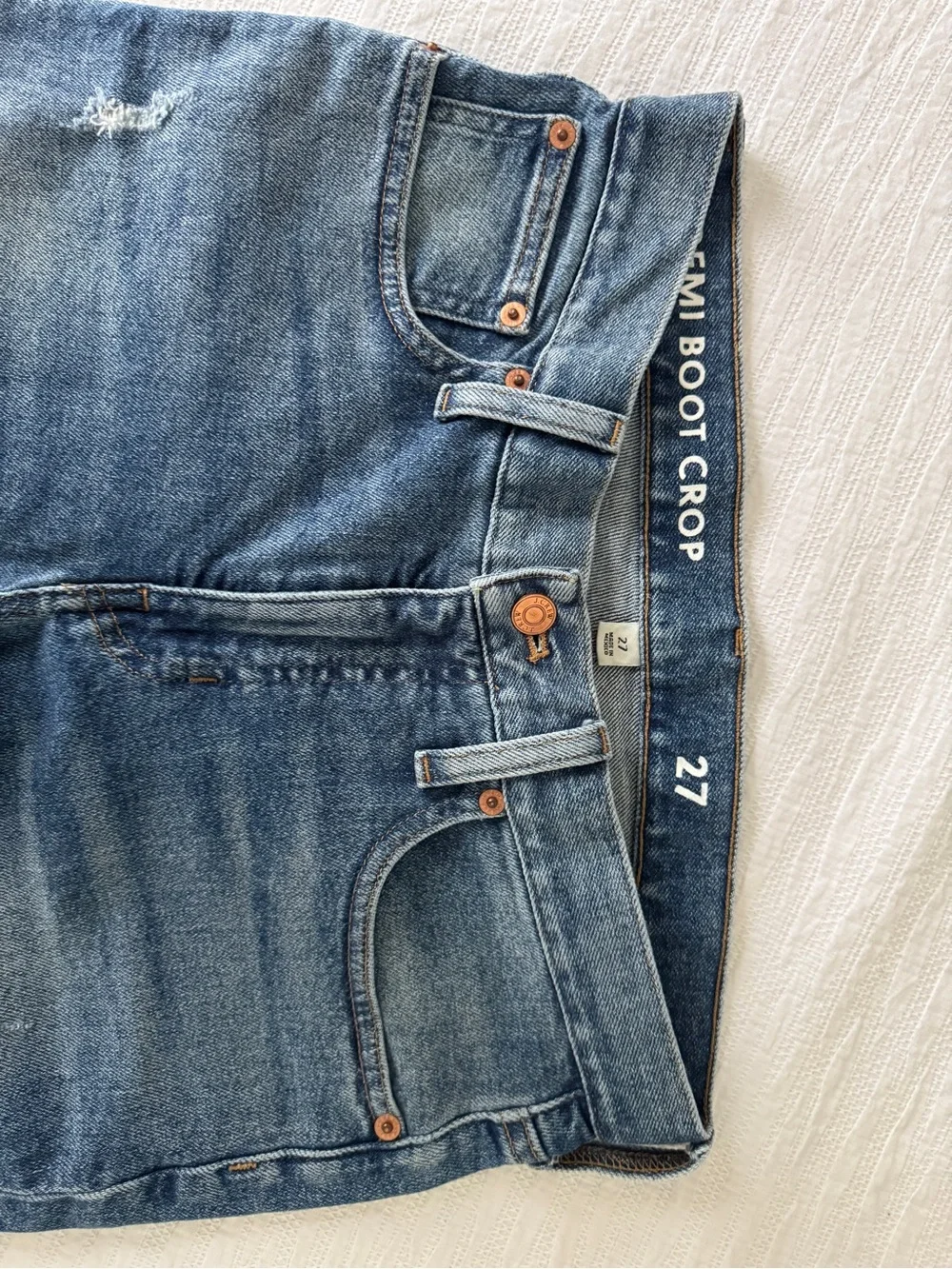 J. Crew Women's Emmi Boot Crop Jeans in Medium Blue Denim 27